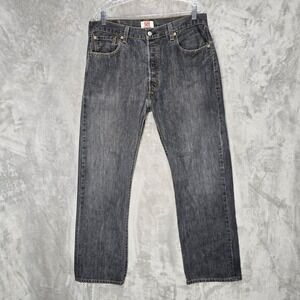 Levi's 501 Mens 36x32 Dark Wash Straight Leg Button Fly Denim Jeans